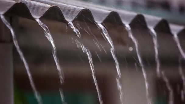 L'eau s'écoule de la douche du toit. Mouvement lent . — Video