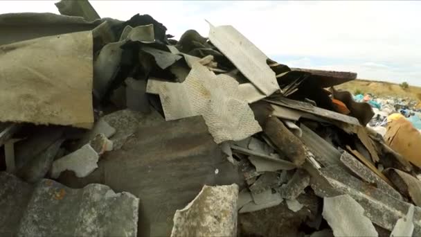 Sheets of broken slate in a dump. birds-eye view. — Stock Video