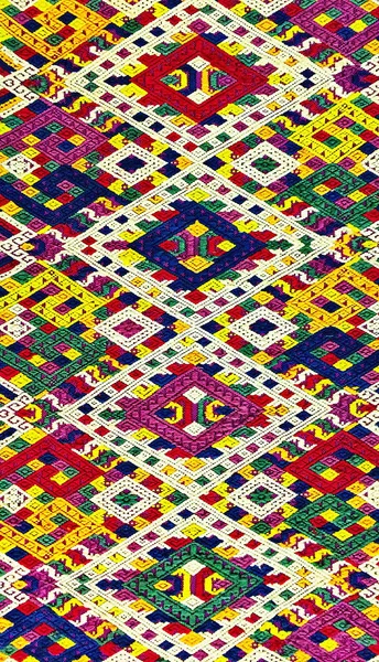 Kolorowe tajskie jedwabne rzemiosło peruwiański styl dywan powierzchnia stary vintage podarty ochrony Wykonane z naturalnych materiałów Chemiczne wolne zbliżenie jedwab tło jedwab tekstury — Zdjęcie stockowe