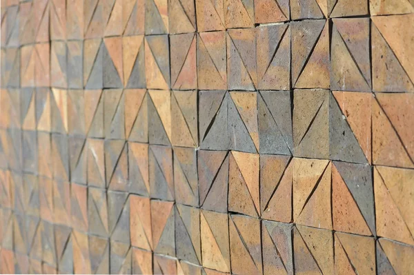 Old vintage earthenware wall tiles patterns handcraft from thailand public. — Stock Photo, Image