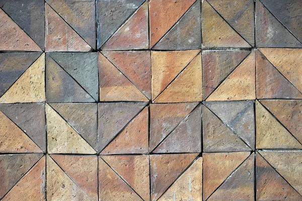 Old vintage earthenware wall tiles patterns handcraft from thailand public. — Stock Photo, Image