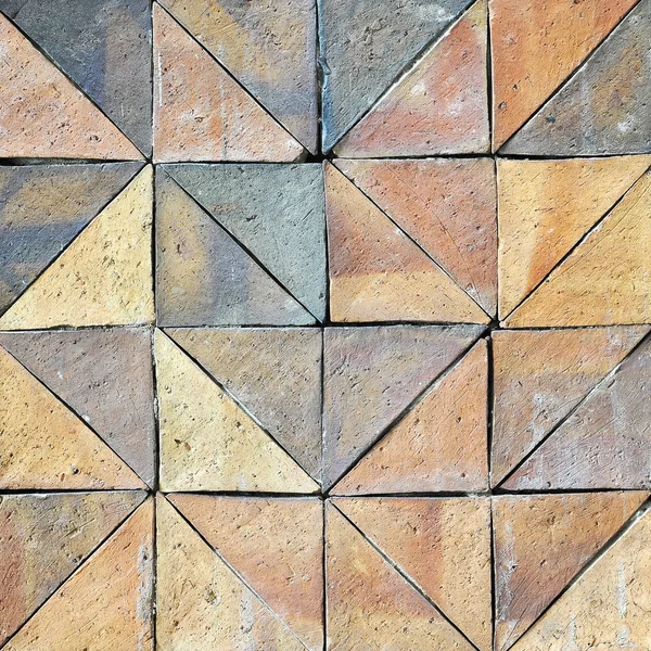 Old vintage earthenware wall tiles patterns handcraft from thailand public. — Stock Photo, Image