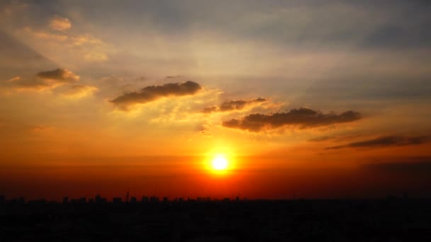 Zonsondergang Twilight Oranje Gele Hemel Blauw Prachtige Paarse Natuur Achtergrond — Stockvideo