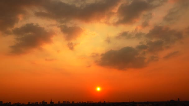 Sunset Twilight Orange Gul Himmel Blå Vacker Lila Natur Bakgrund — Stockvideo