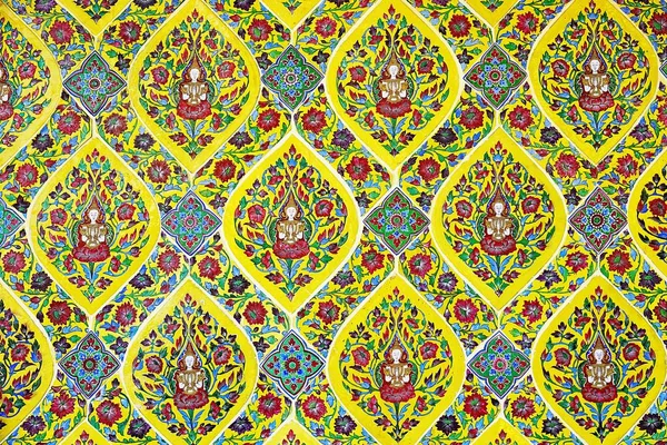 Eski duvar seramik döşeme desenleri Tayland tapınağı duvarından el işi.        