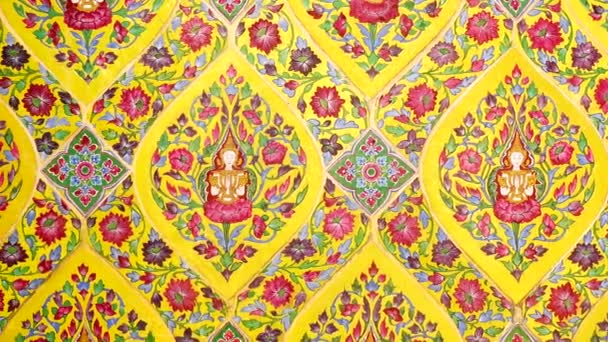 4K古い壁のセラミックタイルパターンタイの寺院の壁の公共から手芸 — ストック動画