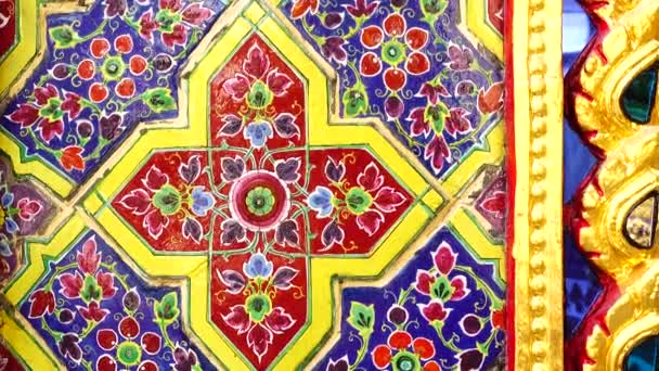 Old Wall Ceramic Tiles Patterns Handcraft Thailand Temple Wall Public — Stock Video