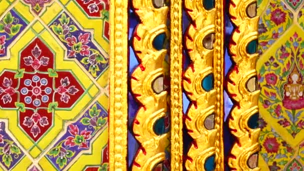 Anciens Modèles Carreaux Céramique Mur Temple Thailand Artisanat Public — Video