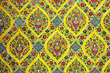 151 yıllık duvar seramik seramik seramik desenli el işi Tayland tapınağı duvarı kamuoyunu.           