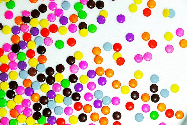 Dulces Chocolate Multicolores Dulces Sobre Fondo Blanco — Foto de Stock