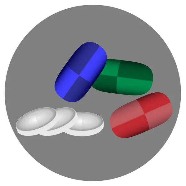 Лекарственные таблетки. Красочные таблетки и капсулы. Векторный плоский дизайн EPS 10 — стоковый вектор