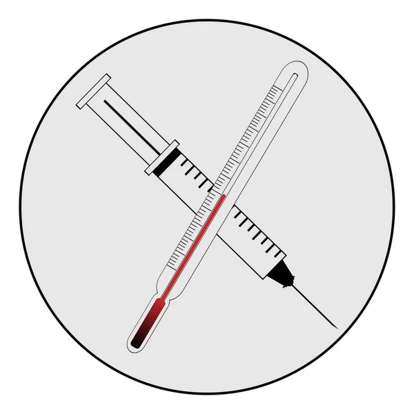 Instrumento médico. Seringa de símbolo e termómetro . —  Vetores de Stock