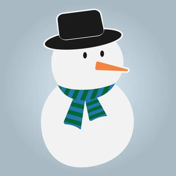 Schneemann mit Hut und Schal. Neujahrscharakter. — Stockvektor