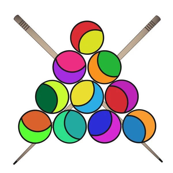 Bilardo topu ile Cue konsept hazır kartları, posterler için. Eğlenceli aktiviteler ve eğlence vektör çizim