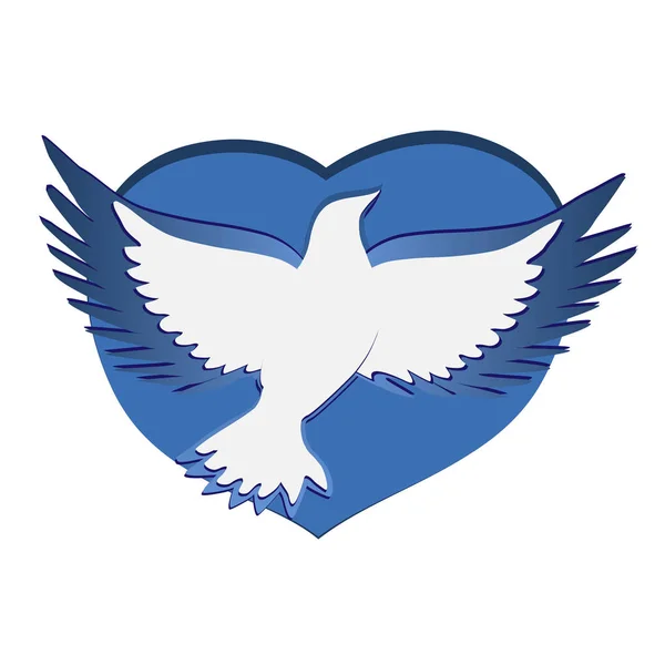Vliegende duif met een hart. Valentijnsdag. Concept voor logo, kaart, banner, poster, flyer. — Stockvector