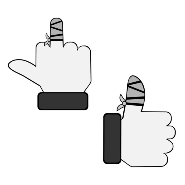 Mittelfinger-Symbol hoch, fick dich, Daumen hoch verletzt, Website-Abzeichen, Daumen hoch, Glück, große Marke, Logo, gute Arbeit, Genehmigung, Business-Abzeichen, Chat, zur Hölle gehen — Stockvektor