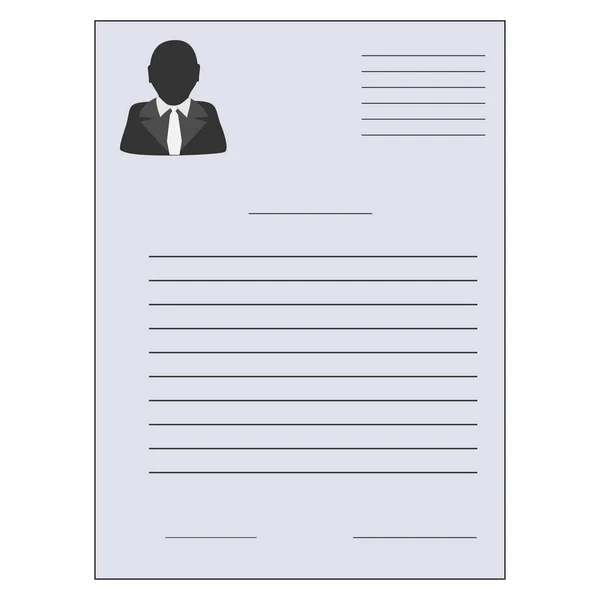Siluet simgesiyle boş bir özgeçmiş. Müfredat vitae, profil fotoğrafı konsepti olan iş başvuru formu. Modern düz tasarım grafik elementleri.
