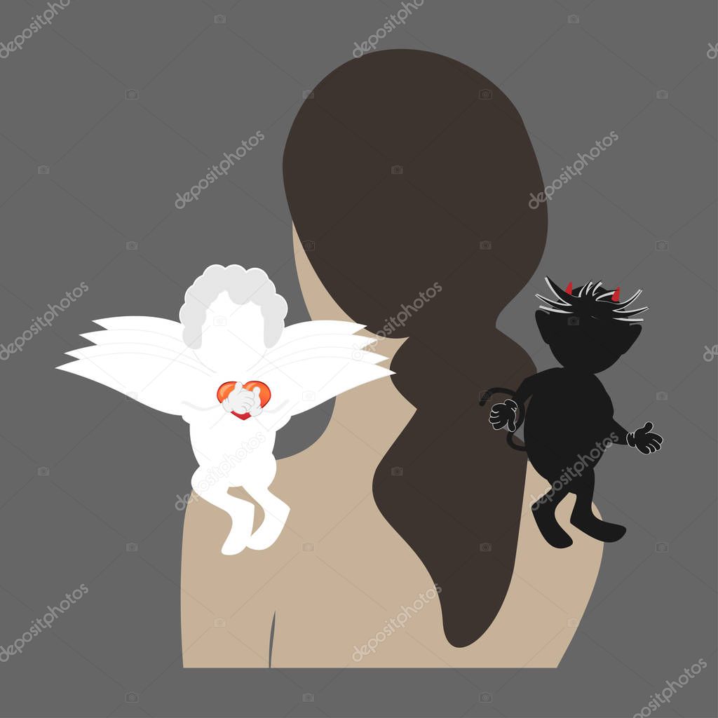 Angel and demon on the shoulders of a girl The choice of good and evil  premium vector in Adobe Illustrator ai  ai  format Encapsulated  PostScript eps  eps  format