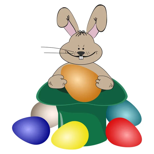 Huevo de conejo de Pascua vector / ilustración. Feliz conejito de Pascua con huevos de colores — Archivo Imágenes Vectoriales