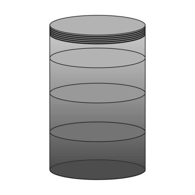Silindir simgesi. Beyaz arkaplanda ince çizgi geometrisinden düz doğrusal silindir vektör simgesi. Kapasite