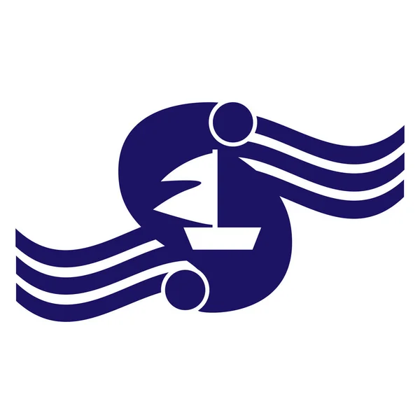 Design norskogo Logo. Design von Wellen und Segelbooten. Blaues Logo-Symbol, Symbol, Emblemdesign. — Stockvektor