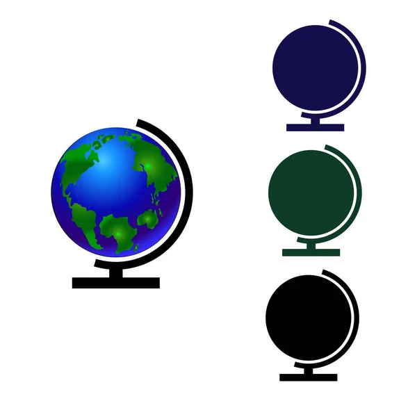 Vektor Globus Ikoner Tredimensionel Model Planeten Jorden Kloden Emnet Generel – Stock-vektor