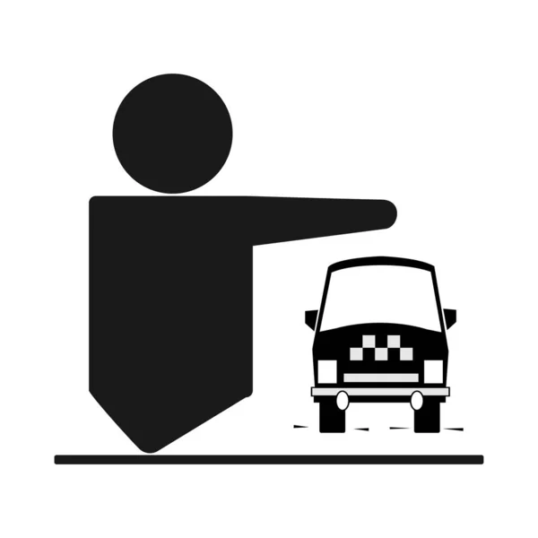 Taxi Service Icon Black Silhouette Man Taxi Car — Stock Vector