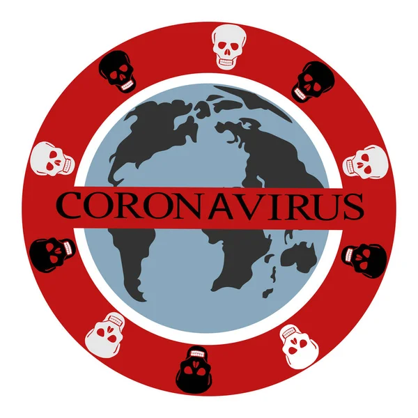 World Pandemic Warning Icon Air Pollution Bacteria Viruses Air Quarantine — Stock Vector