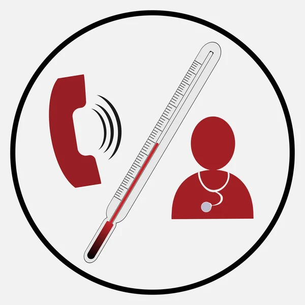 Acil yardım hattı. Bir tıp uzmanıyla iletişim kurmanın simgesi. Yüksek vücut sıcaklığında 7 / 24 sıcak telefon.
