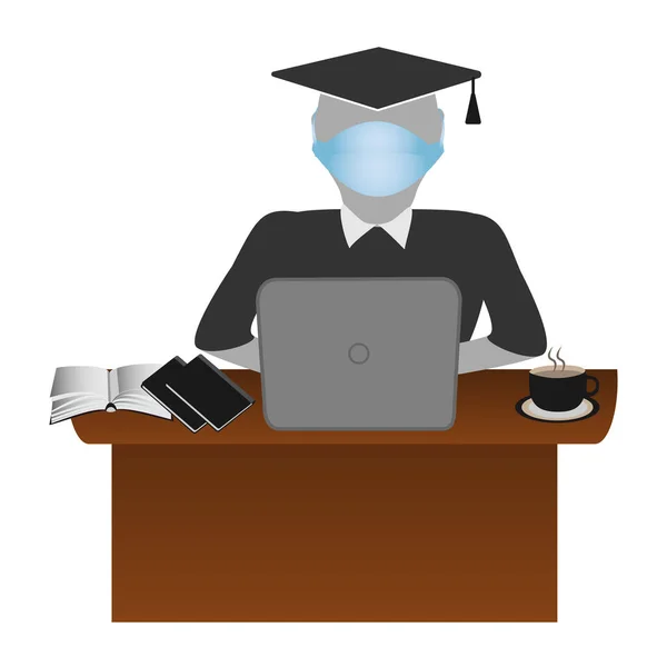 Öğrenci uzaklığı öğrenme ve e-öğrenme simgelerinin vektör çizimi