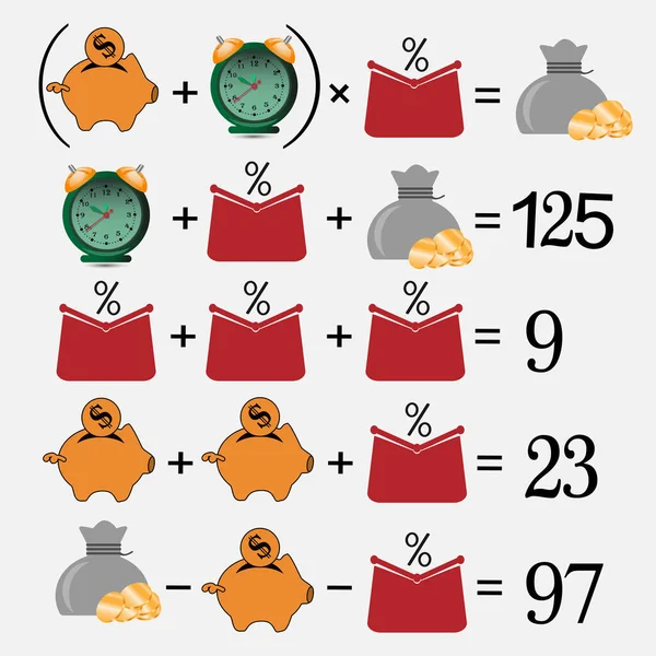 Matemática Jogo Educativo Para Crianças Planilha Subtração Para Crianças Contagem — Vetor de Stock