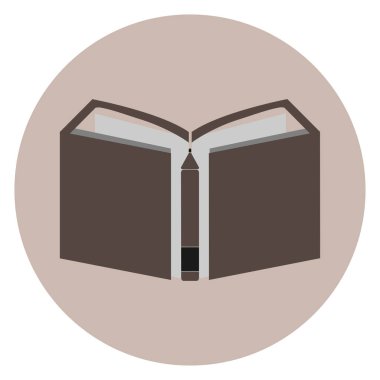 Açılan defterin düz izometrik çizimi. Ofis ve okul vektör konsepti: kalemli kağıt not defteri. İş ve eğitim işyeri evrakları beyaz arka planda izole edilmiş.