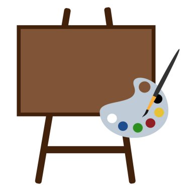 Sanatçı için pano. Sanat dersleri için ikon. Çizim ve yaratıcılık. Bilgi, web sitesi veya uygulama için renkli simge.