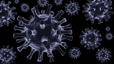 Virüs hücrelerinin mikroskobik görüntüsü. 3B görüntüleme