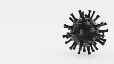 Beyaz arka planda siyah virüs. 3B görüntüleme