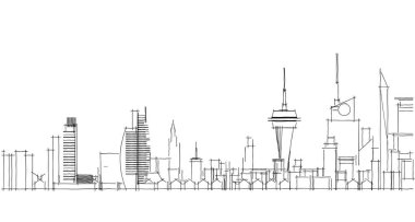 Soyut mimari çizim robot resim, illüstrasyon, City Scape