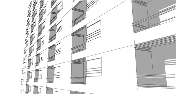 Abstracte architectuurtekening schets, Illustratie — Stockfoto