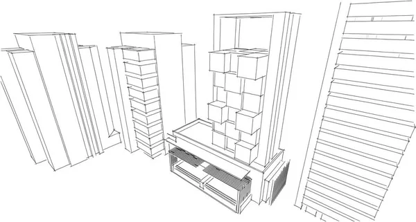 Ескіз абстрактного архітектурного малюнка, Ілюстрація — стокове фото
