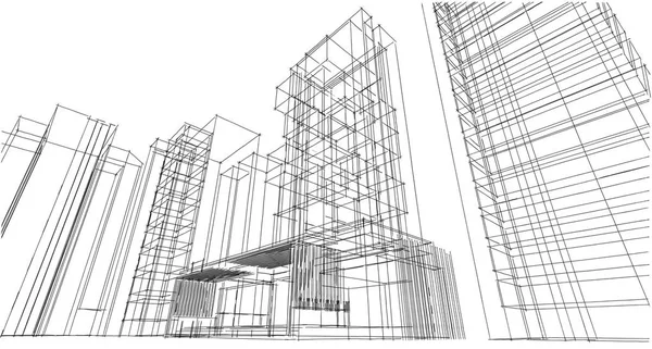 Abstracte architectuurtekening schets, Illustratie — Stockfoto