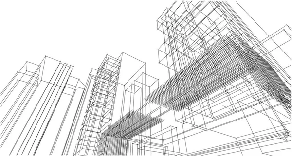 Abstrakcyjny szkic architektoniczny, Ilustracja — Zdjęcie stockowe