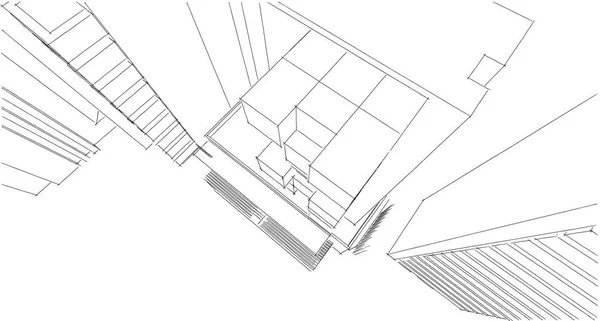 Abstracte architectuurtekening schets, Illustratie — Stockfoto