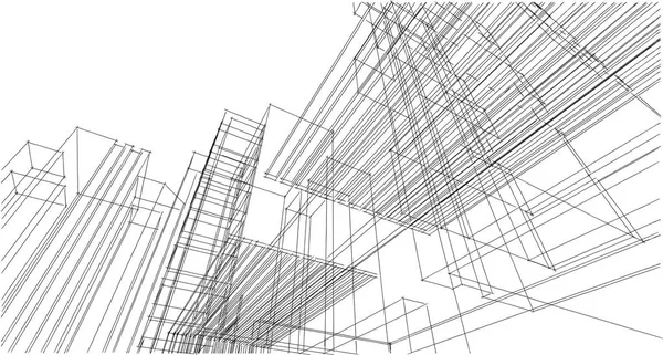 Dibujo arquitectónico abstracto, Ilustración — Foto de Stock