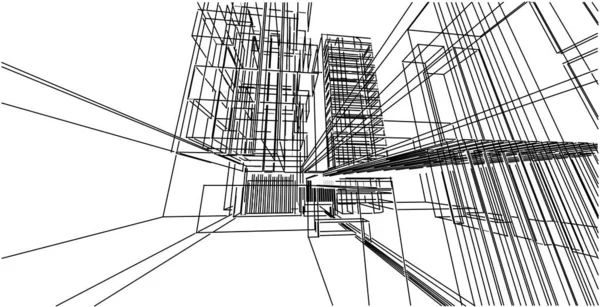 Illustrazione 3D architettura costruzione linee prospettiche . — Foto Stock