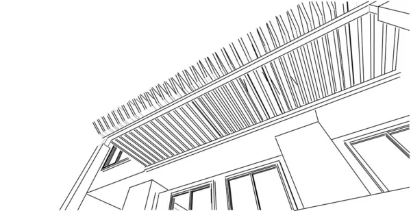 Ligne Croquis Architecturale Conception Maison Travail Mains Libres Dessin Construction — Photo