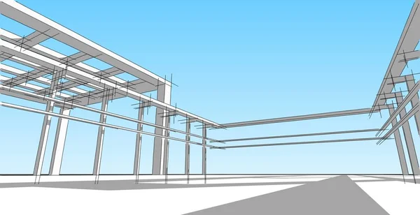 Linea Schizzi Architettonici Disegno Mani Libere Progettazione Case Moderne Costruzione — Foto Stock