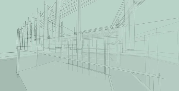 Архитектурный Эскиз Линии Современный Дизайн Дома Работы Свободных Рук Рисунок — стоковое фото