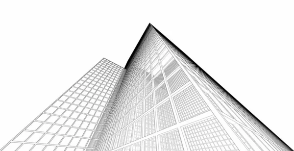 Abstrakte Moderne Architektonische Struktur Glaswand Quadratischer Struktur Illustration — Stockfoto