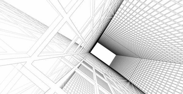 Streszczenie Nowoczesnej Konstrukcji Architektonicznej Ściana Szklana Kwadratowej Strukturze Ilustracja — Zdjęcie stockowe
