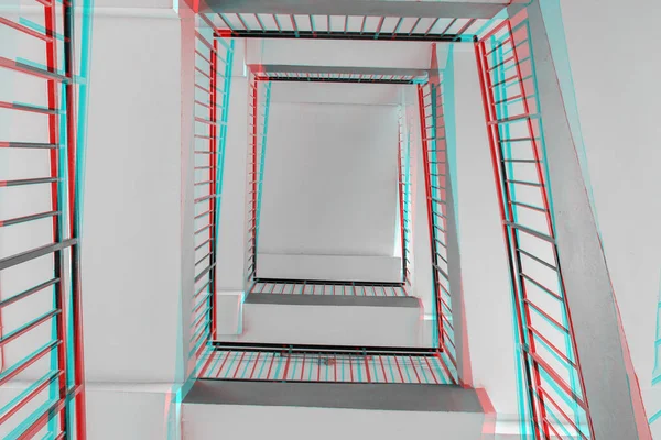 Abstract Rgb Glitch Look Stairs Hall Abstract Glitch Architecture — Stock Photo, Image