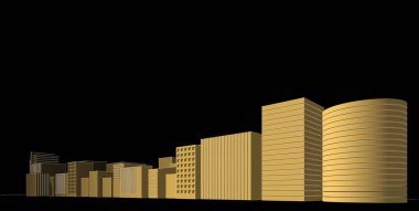 Panorama şehir manzarası krokisi. Mimari kroki - 3d İllüstrasyon